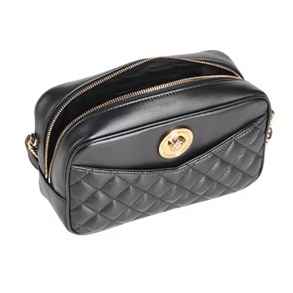 Versace Small Quilted Black Leather Camera Bag - Picture 2 of 7